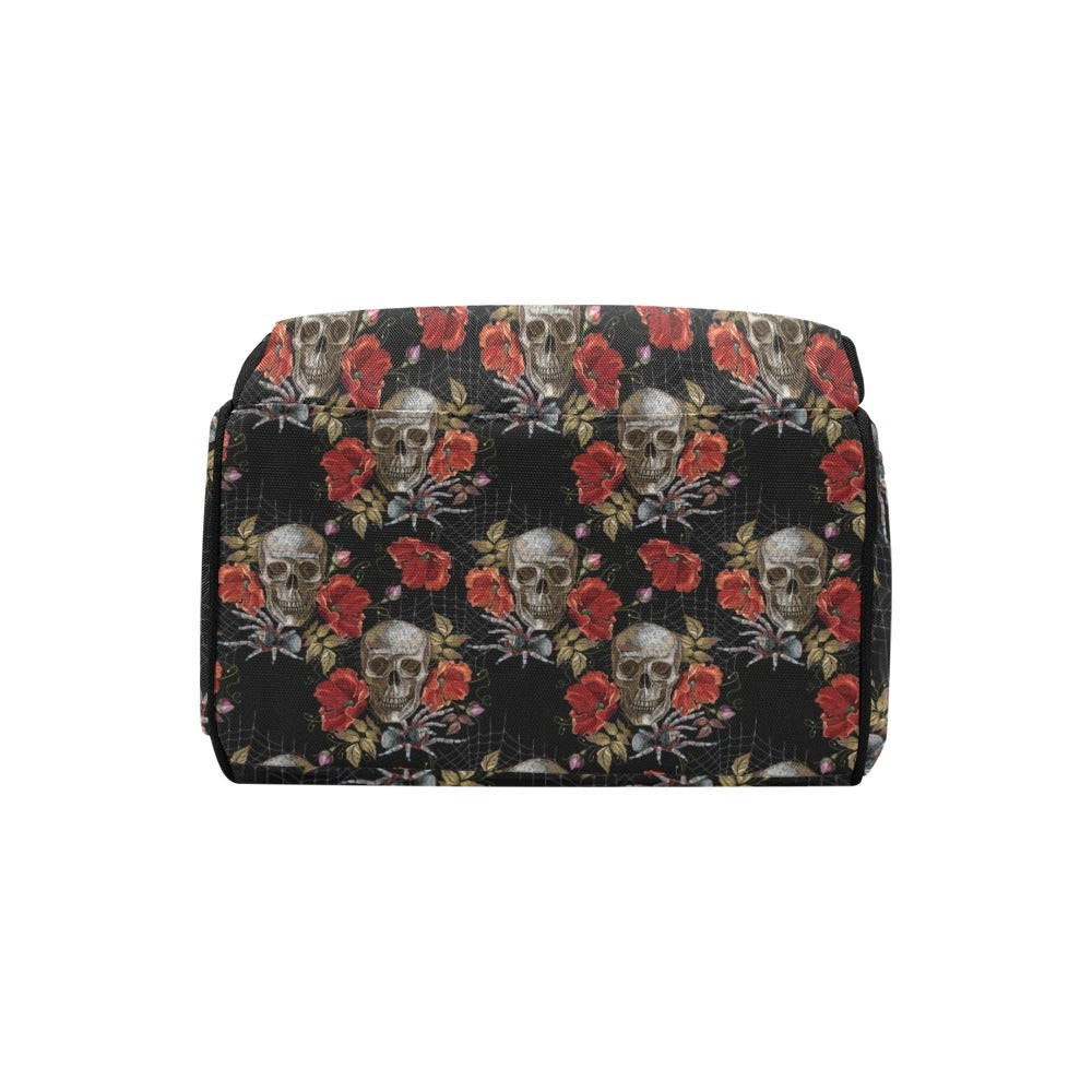Spider Web Skull Rose Print Design LKS305 Diaper Bag Backpack
