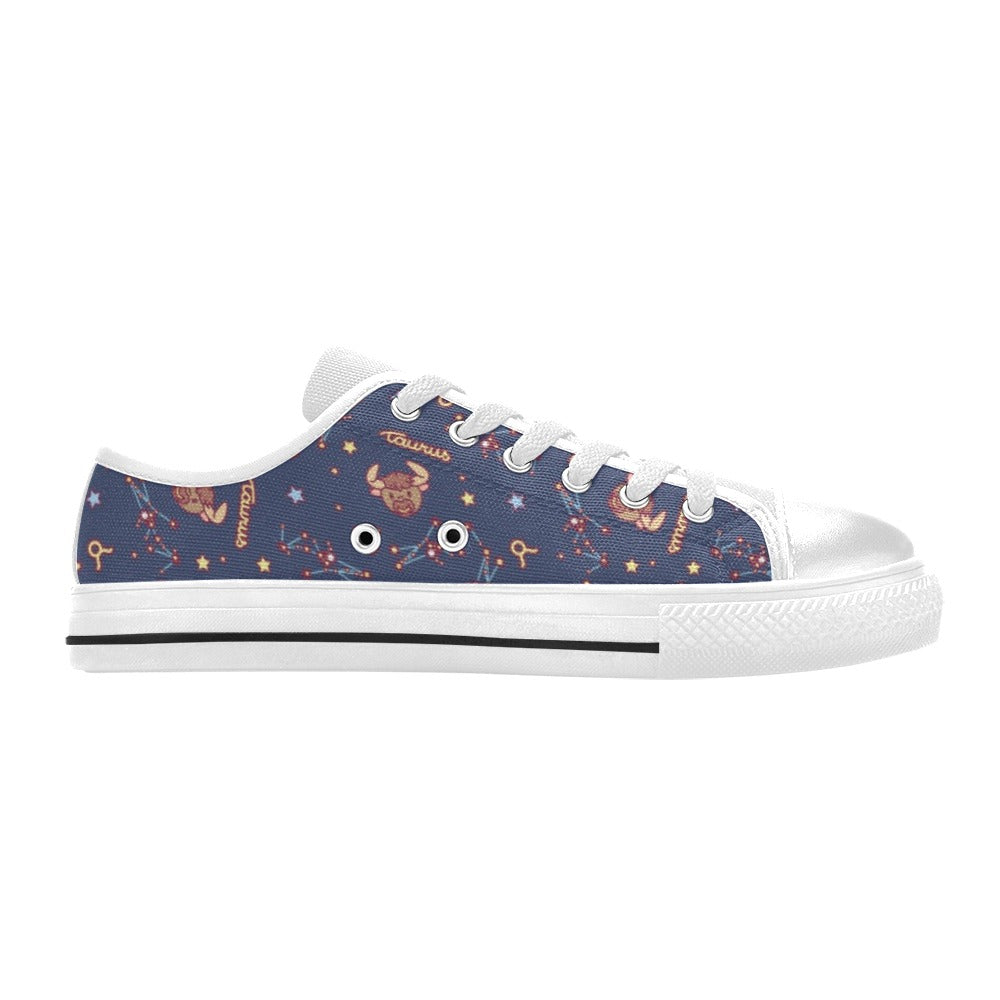 Taurus Print Design LKS304 Women's White Low Top Shoes