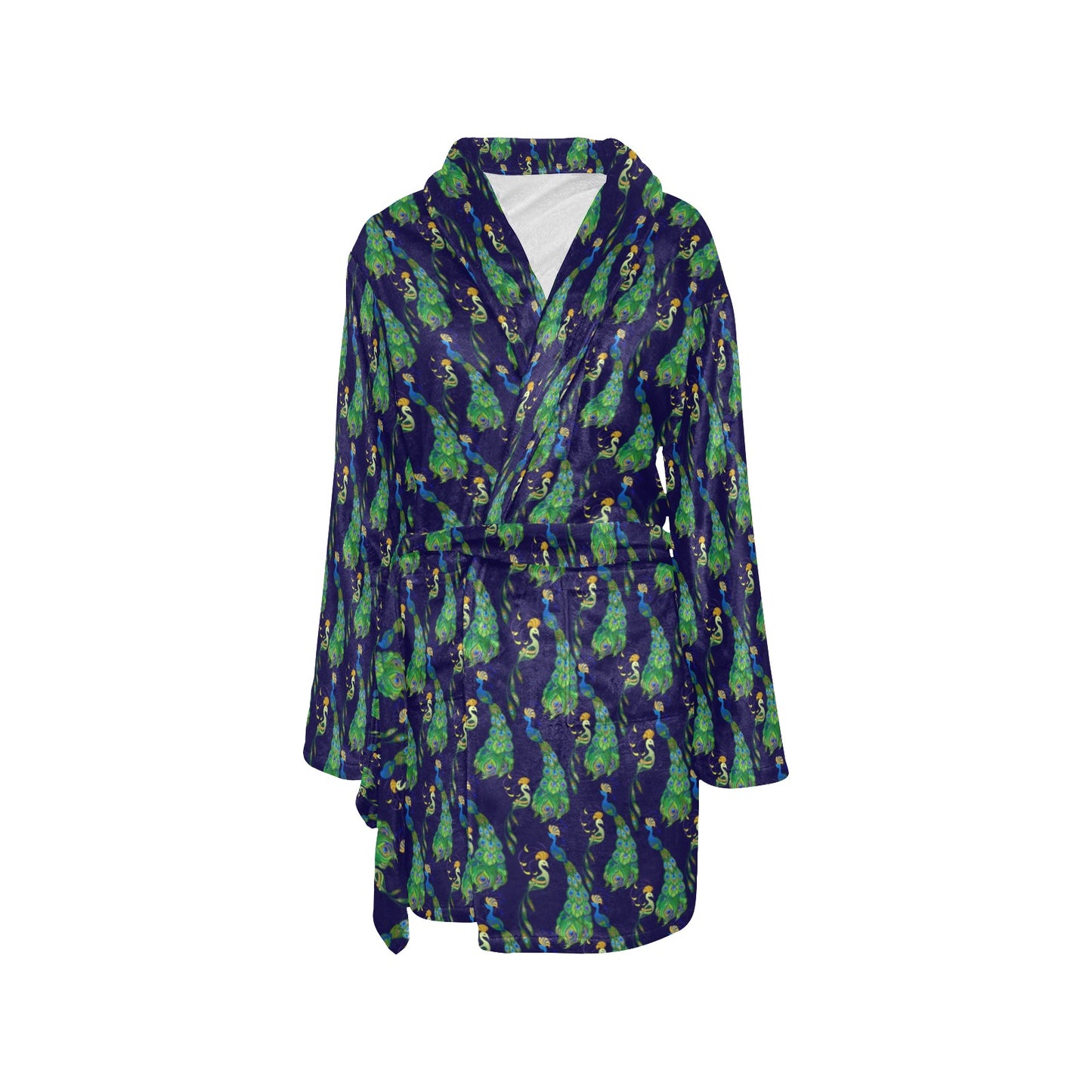 Peacock Art Design Print Women's Fleece Robe