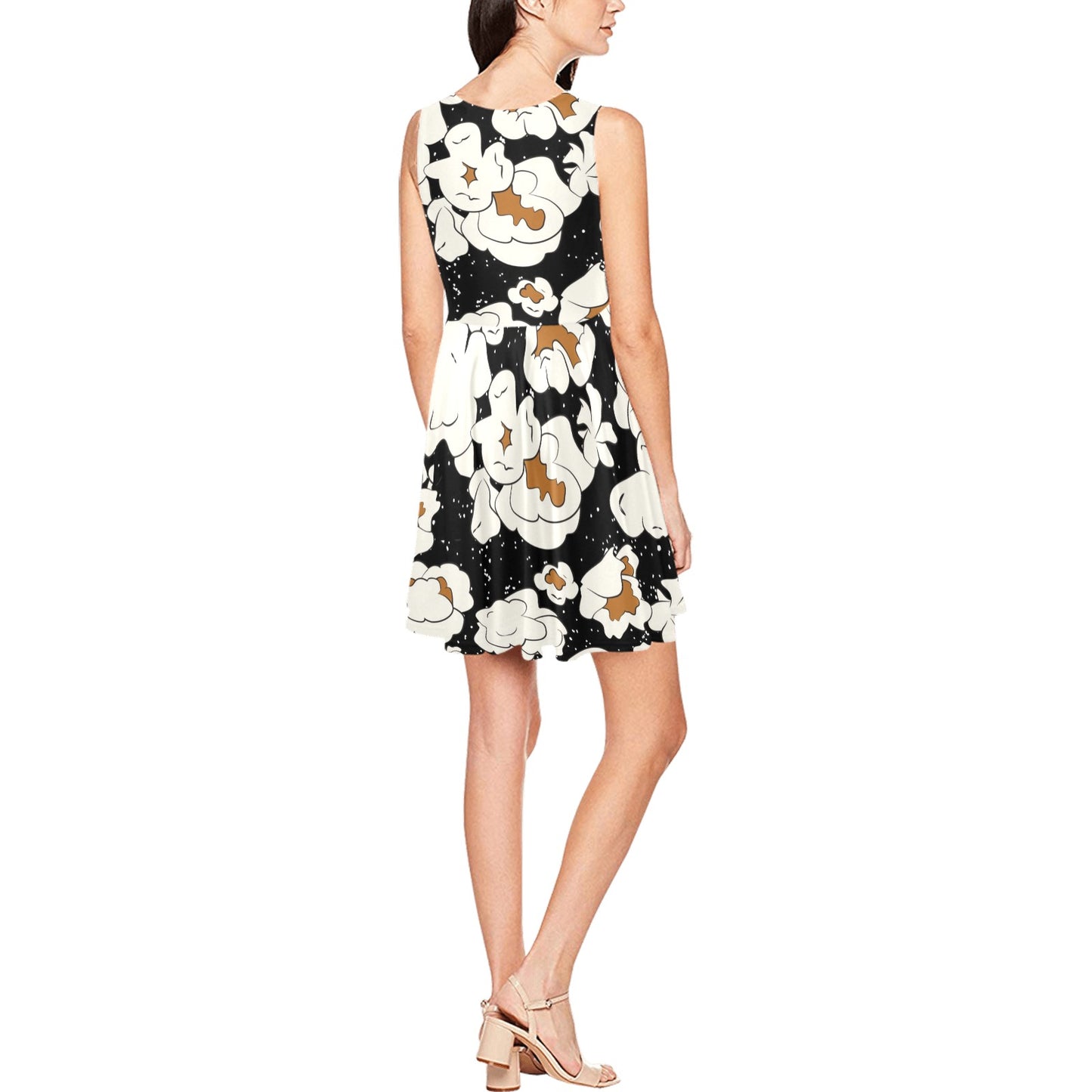 Popcorn Pattern Print Design A02 Sleeveless Dress
