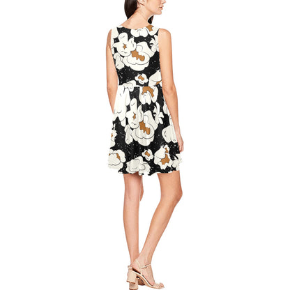 Popcorn Pattern Print Design A02 Sleeveless Dress