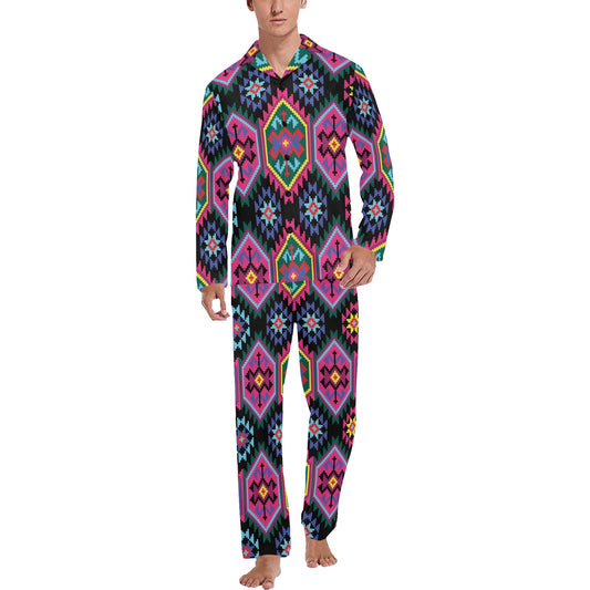 Mexican Pattern Print Design 02 Men's Long Pajama Set