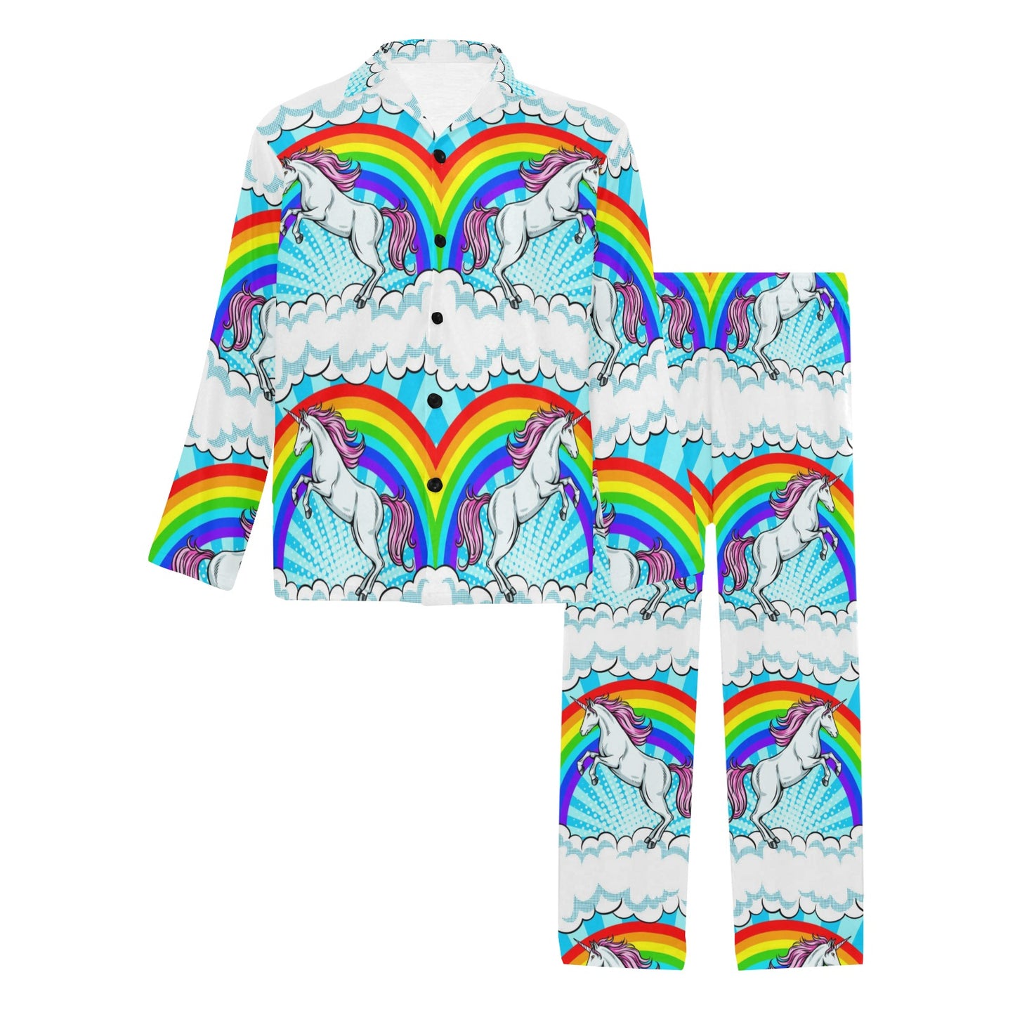 Unicorn Rainbow Men's Long Pajama Set