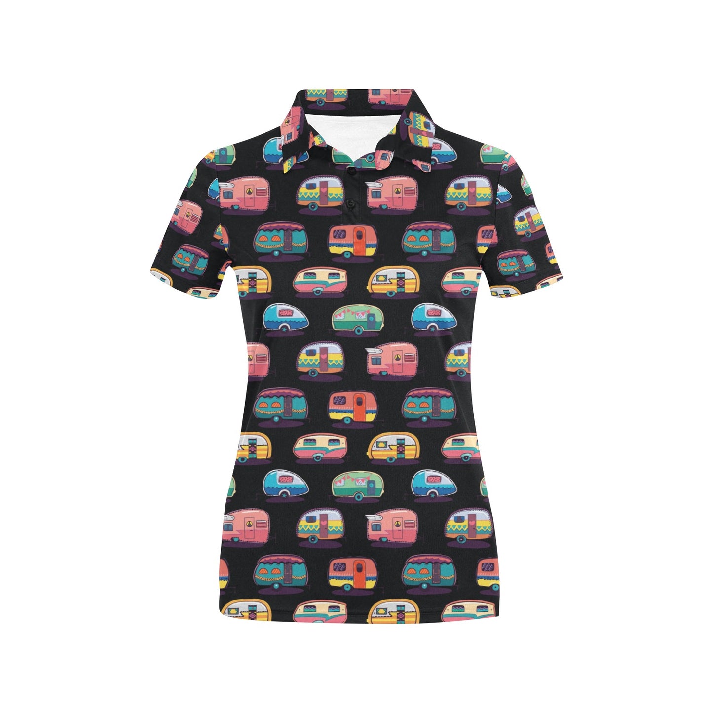 Camper Camping Pattern Women's Polo Shirt