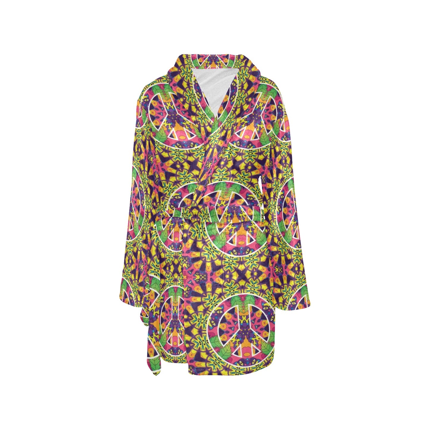 Peace Sign Pattern Print Design A04 Women's Fleece Robe