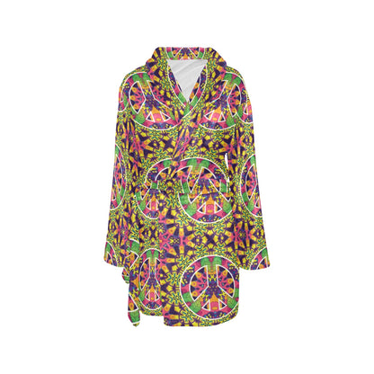 Peace Sign Pattern Print Design A04 Women's Fleece Robe