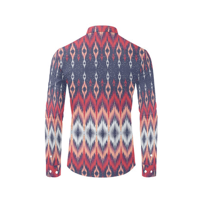 Ikat Print Design LKS401 Men's Long Sleeve Dress Shirt