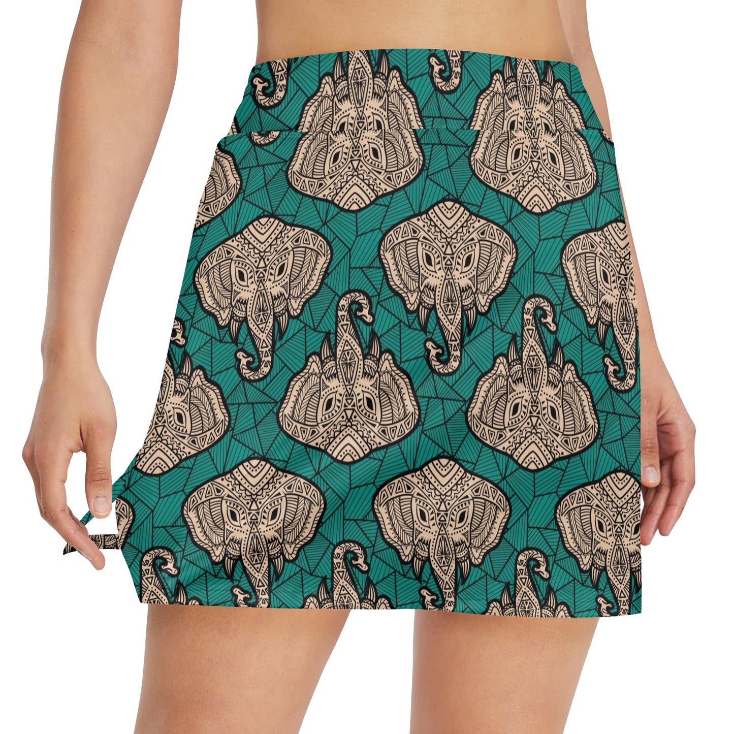 Boho Head Elephant 17" Golf & Pickleball Skort with Pockets
