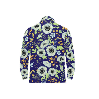 Anemone Pattern Print Design AM06 Long Sleeve Polo Shirt For Men's