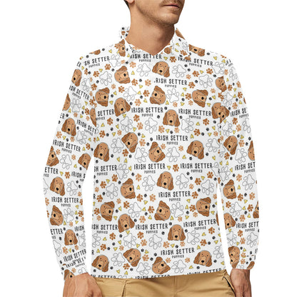 Setters Irish Print Design LKS301 Long Sleeve Polo Shirt For Men's