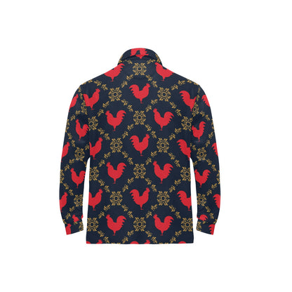 Rooster Pattern Print Design A02 Long Sleeve Polo Shirt For Men's