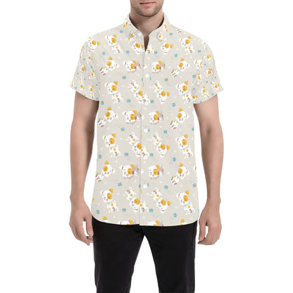 Russell Terriers Print Design LKS306 Men Short Sleeve Button Up Shirt