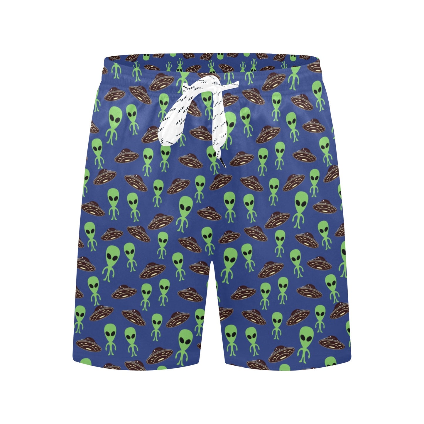 Alien Green UFO Pattern Men's Swim Trunks Beach Shorts