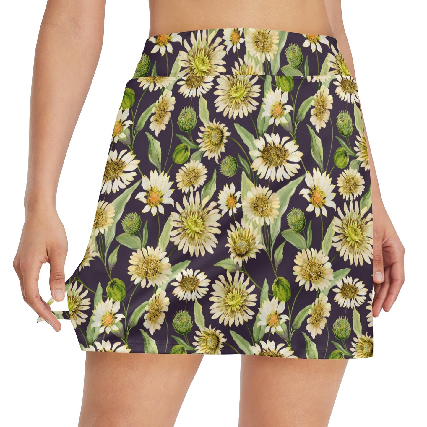 Daisy Vintage Print Pattern 17" Golf & Pickleball Skort with Pockets