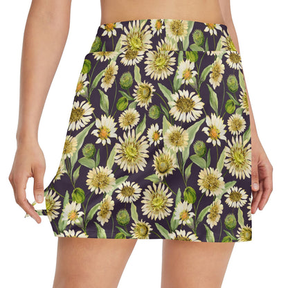 Daisy Vintage Print Pattern 17" Golf & Pickleball Skort with Pockets