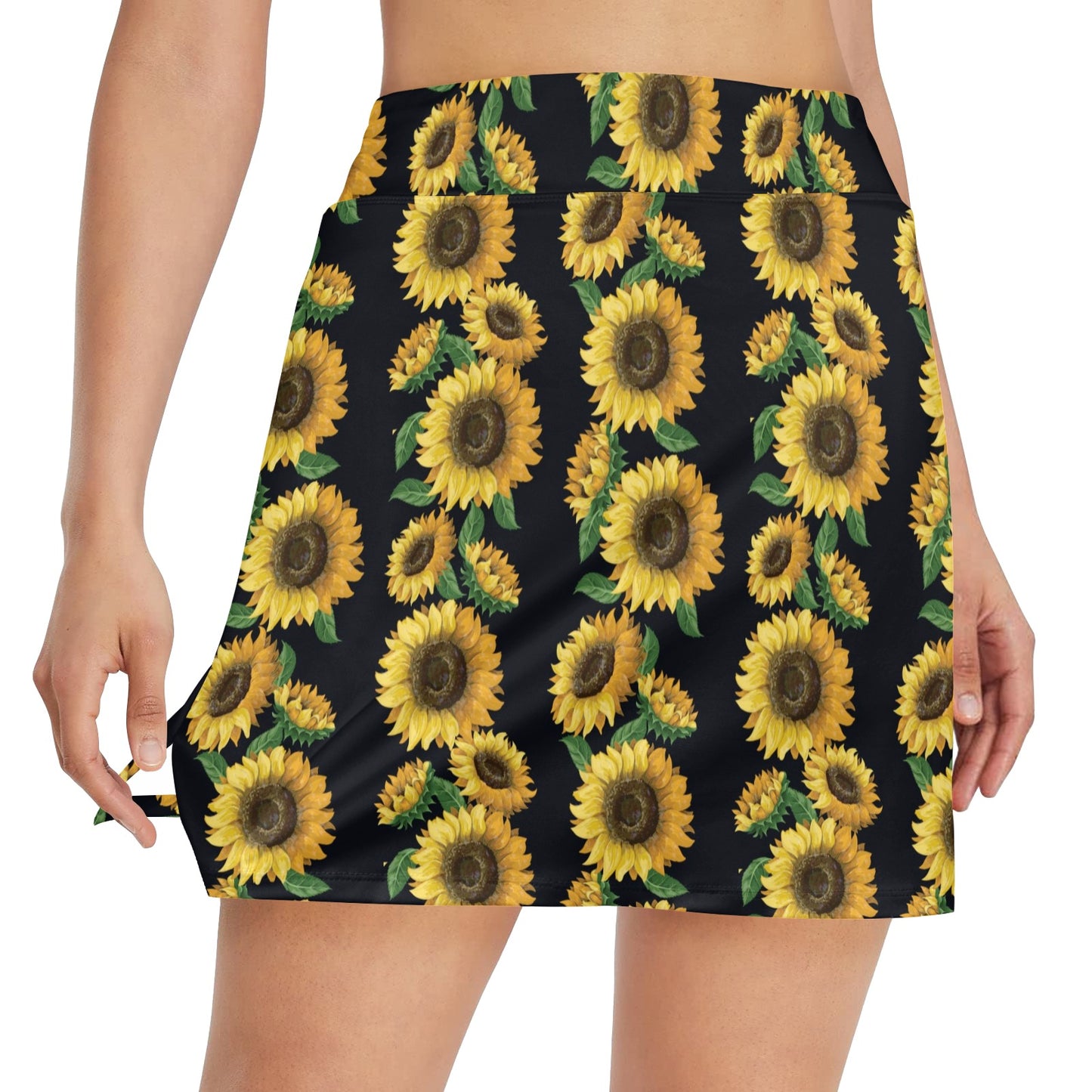 Sunflower Print Design LKS306 17" Golf & Pickleball Skort with Pockets