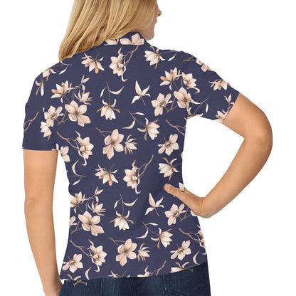 Beautiful Floral Pattern Women's Polo Shirt