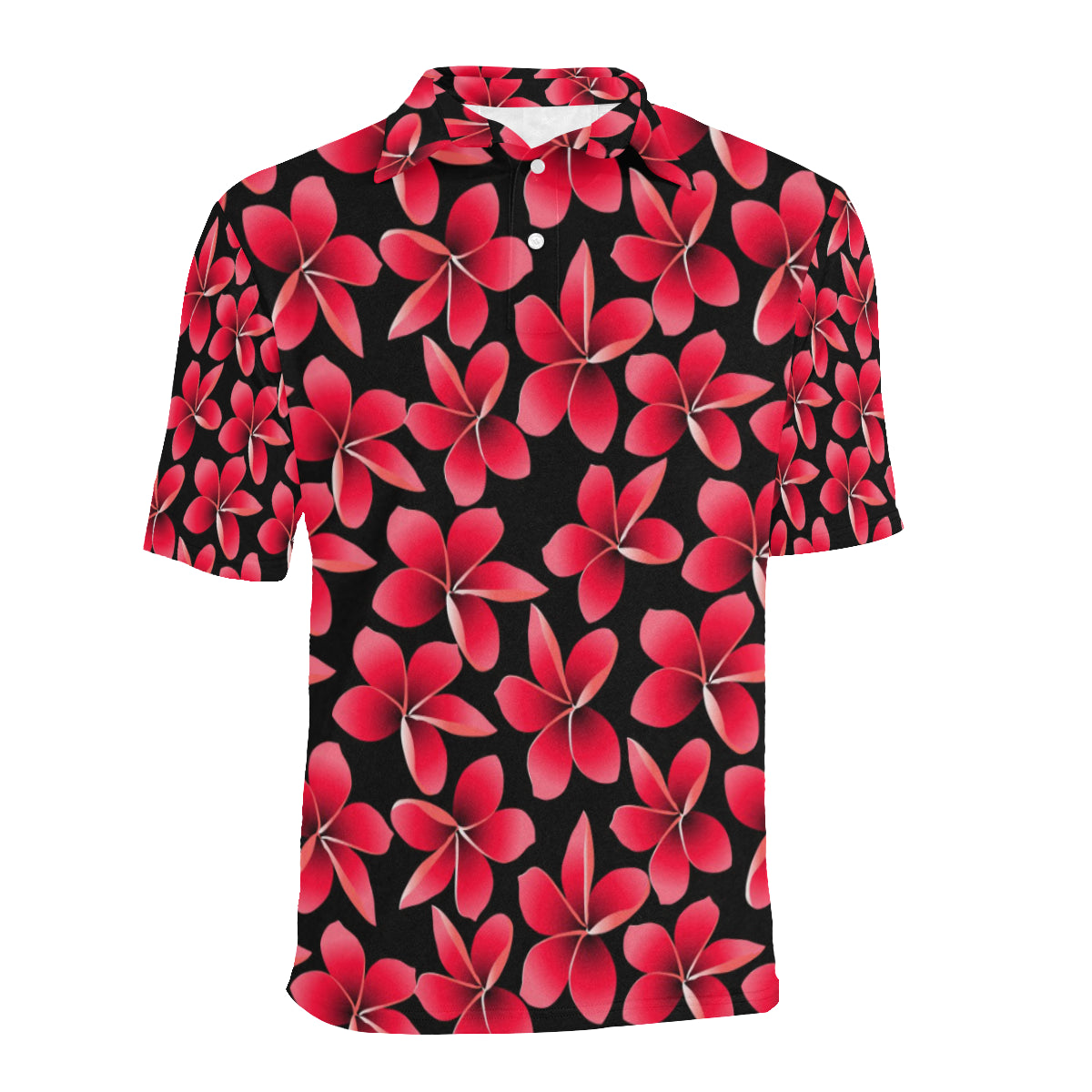 Red Plumeria Pattern Print Design PM025 Men Polo Shirt