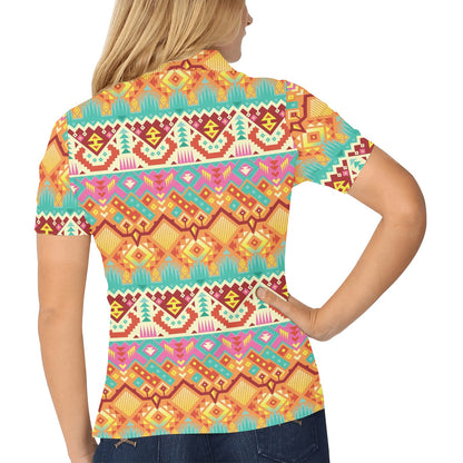 Aztec Pattern Print Design 03 Women's Polo Shirt