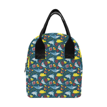 Scuba With Sharks Print Design LKS303 Insulated Lunch Bag