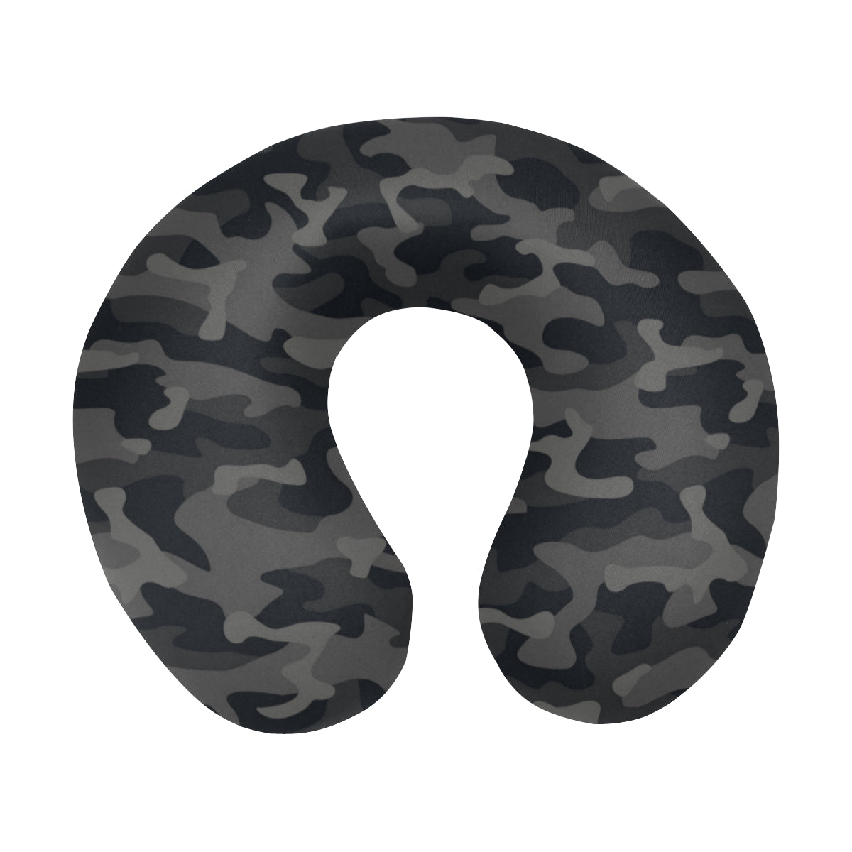 Camo Black Pattern Print Design 02 U-Shaped Travel Neck Pillow