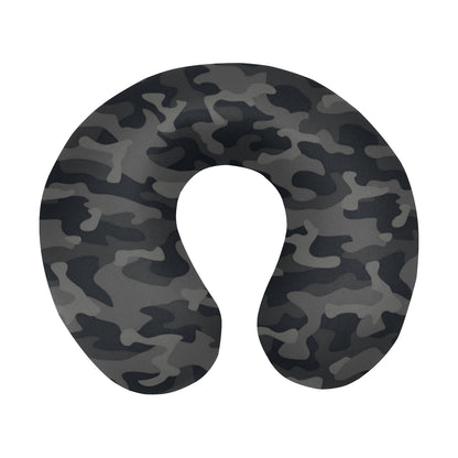 Camo Black Pattern Print Design 02 U-Shaped Travel Neck Pillow