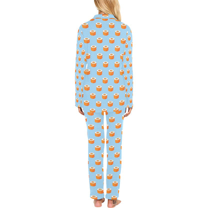 Salmon Sushi Print Design LKS307 Women's Long Pajama Set