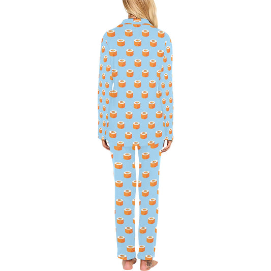 Salmon Sushi Print Design LKS307 Women's Long Pajama Set