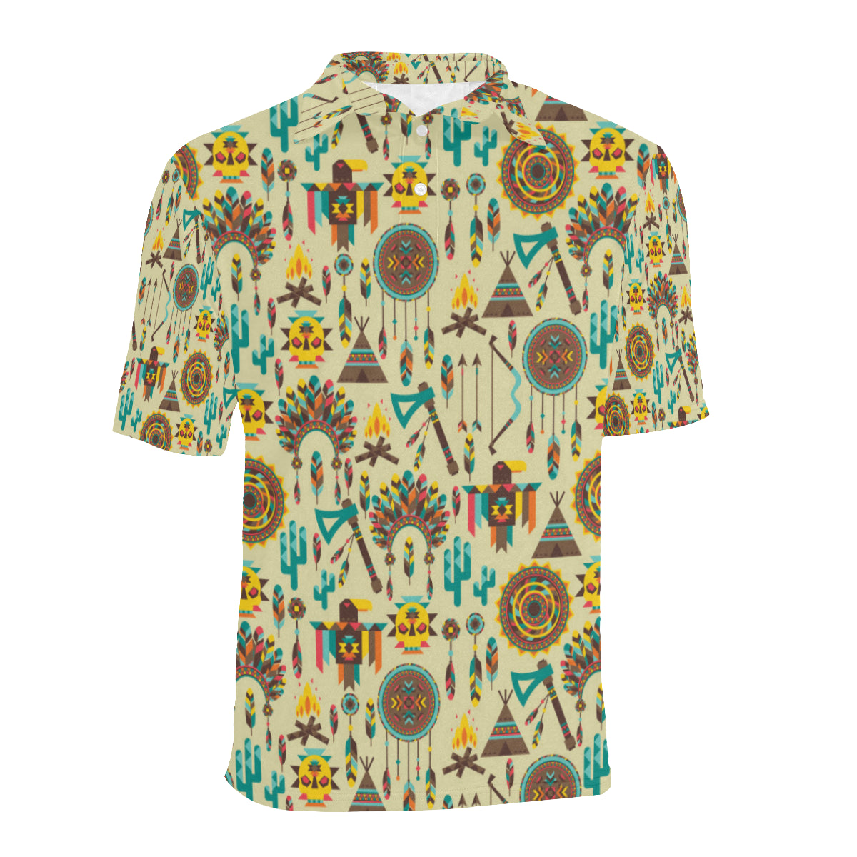 Tribal indians native american aztec Men Polo Shirt