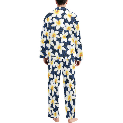 Plumeria Pattern Print Design PM026 Men's Long Pajama Set