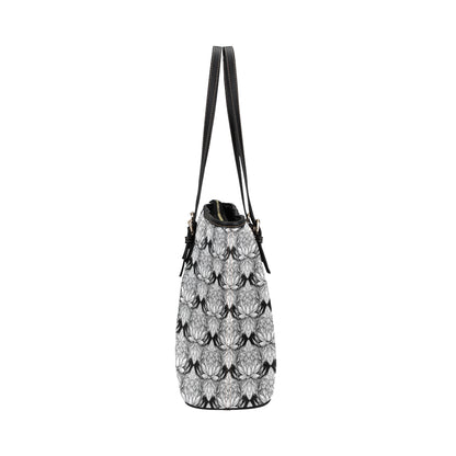 Lotus Mandala Print Pattern Leather Tote Bag