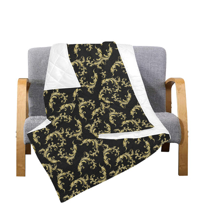 Baroque Golden Pattern Print Design 01 Premium Quilt