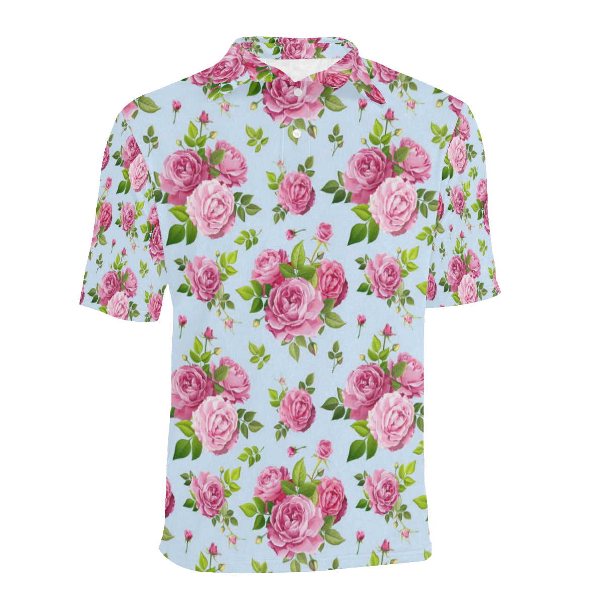 Rose Pink Pattern Print Design RO08 Men Polo Shirt