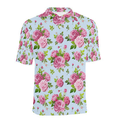 Rose Pink Pattern Print Design RO08 Men Polo Shirt