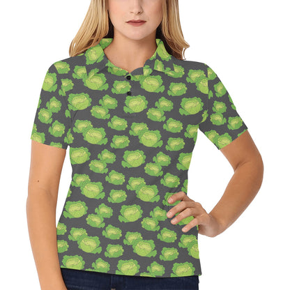 Cabbage Pattern Print Design 01 Women's Polo Shirt