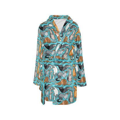 Ferret Pattern Print Design 03 Women's Fleece Robe