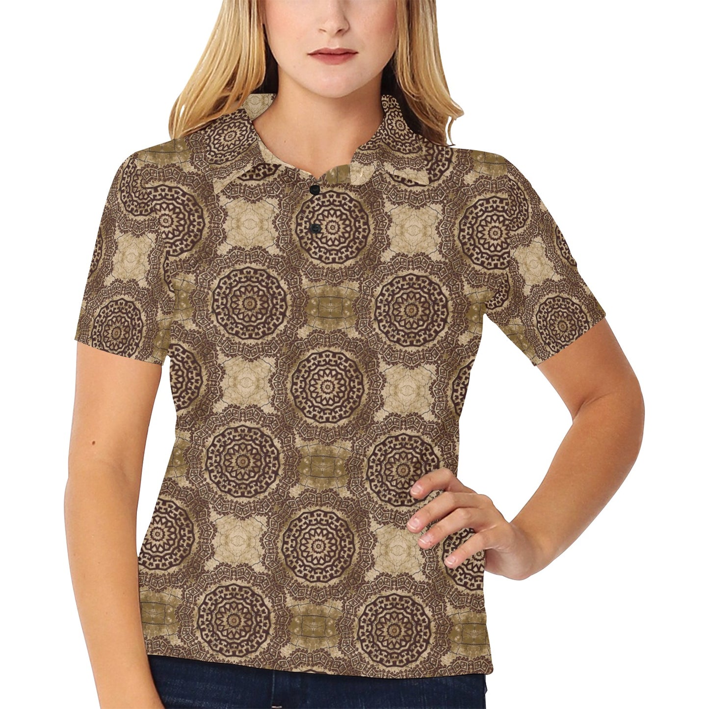Ancient Greek Symbol Print Design LKS309 Women's Polo Shirt