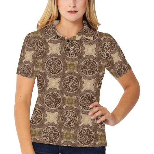 Ancient Greek Symbol Print Design LKS309 Women's Polo Shirt