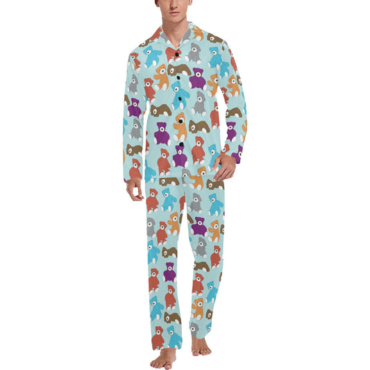 Bear Cute Pattern Print Design 03 Men's Long Pajama Set