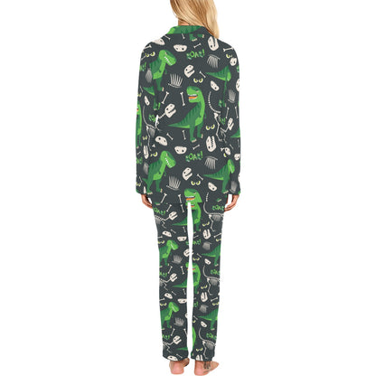 T Rex Pattern Print Design A05 Women's Long Pajama Set