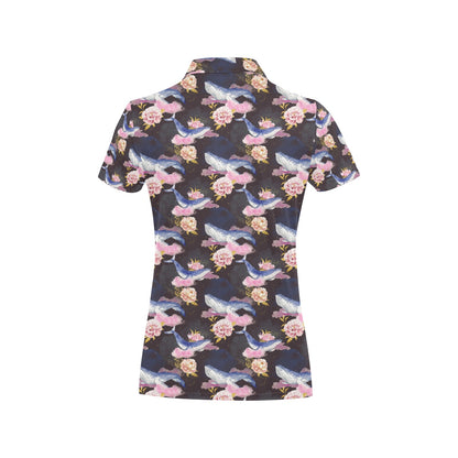 Blue Whale Print Design LKS401 Women's Polo Shirt