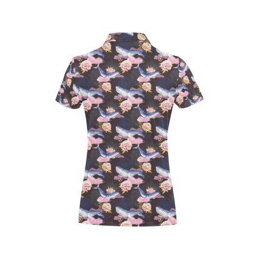Blue Whale Print Design LKS401 Women's Polo Shirt
