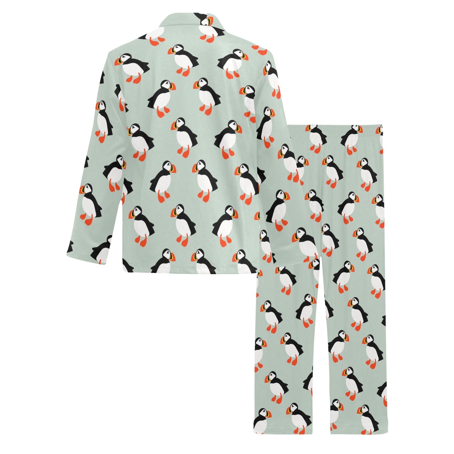 Puffin Pattern Print Design A03 Men's Long Pajama Set