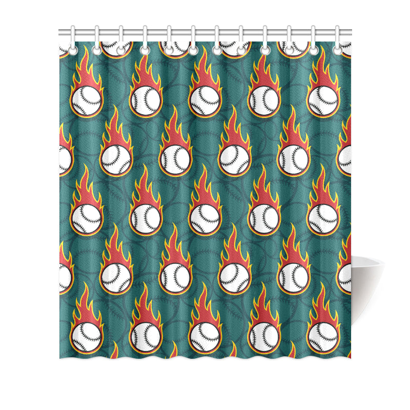 Baseball Fire Print Pattern Shower Curtain