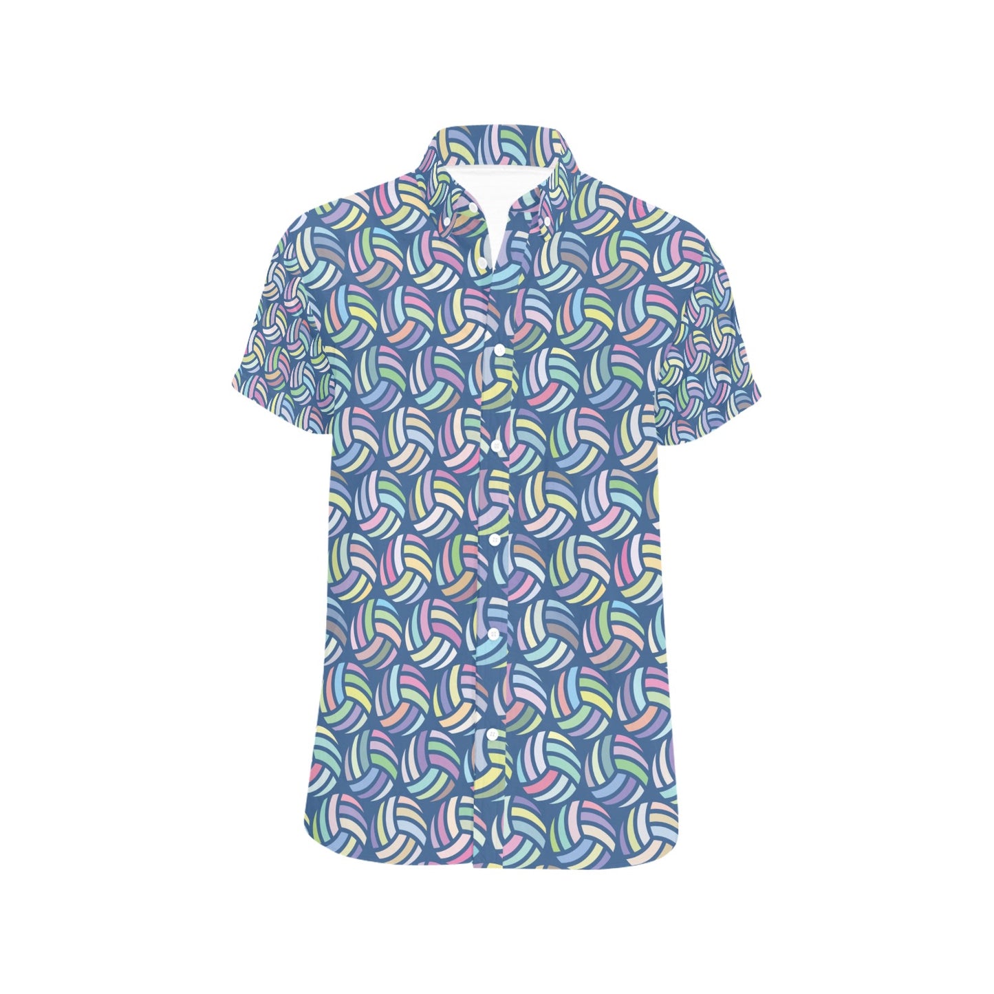 Volleyball Print Design LKS301 Men Short Sleeve Button Up Shirt