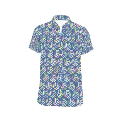 Volleyball Print Design LKS301 Men Short Sleeve Button Up Shirt