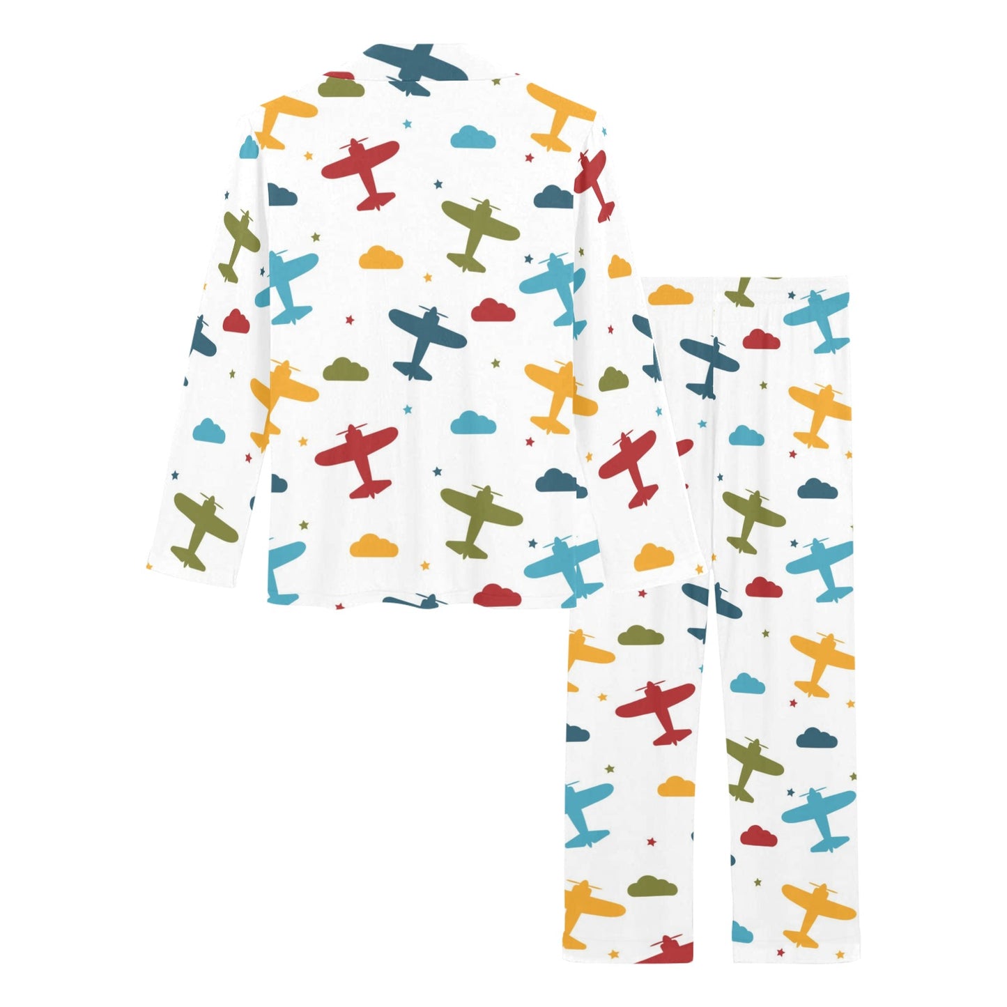 Airplane Pattern Print Design 06 Women's Long Pajama Set