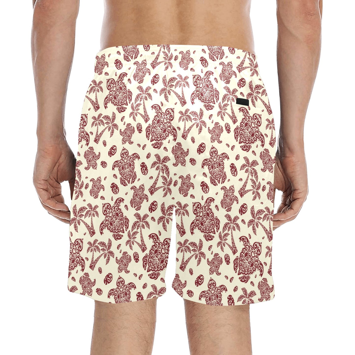 Polynesian Tattoo Turtle Themed Men's Swim Trunks Beach Shorts