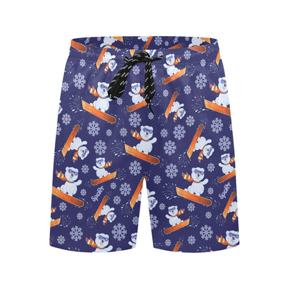 Snowboard Bear Print Design LKS305 Men's Swim Trunks Beach Shorts