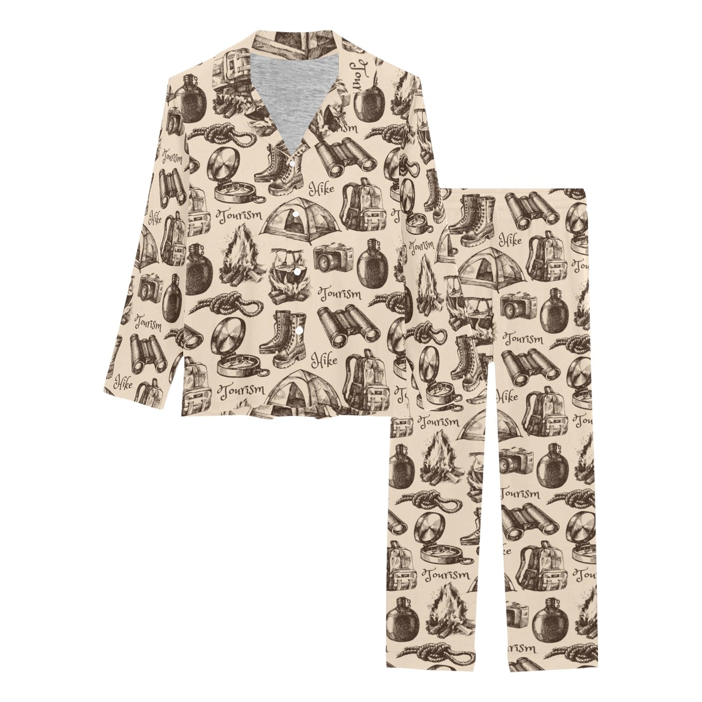 Camping Pattern Print Design 01 Women's Long Pajama Set
